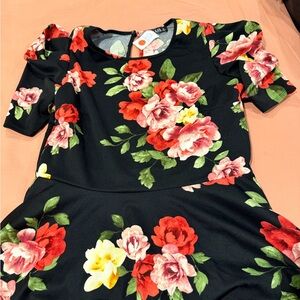 Floral Print Black Blouse